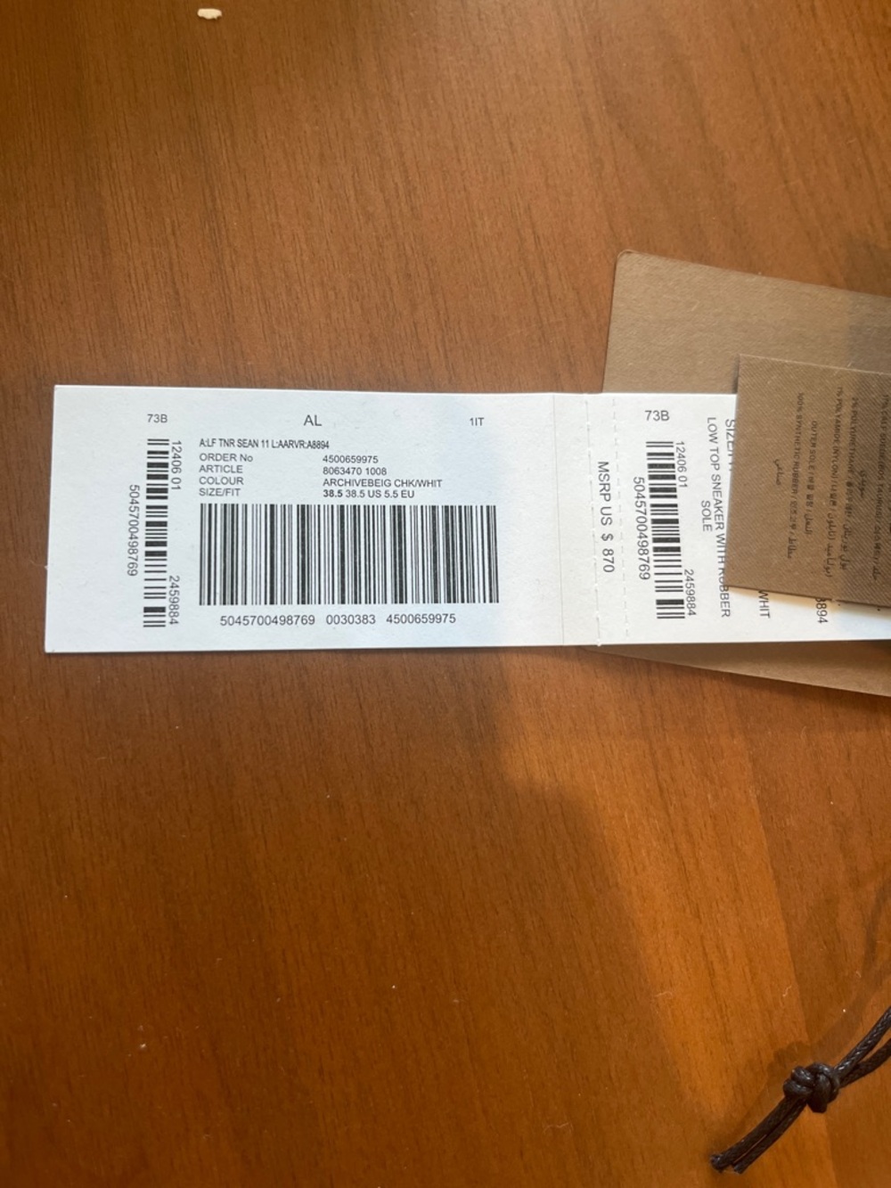 Burberry Beige/Tan Sneaker Box Label - Picture 13 of 14